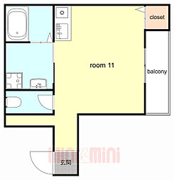 レオーネ3 ワンルームの間取図画像
