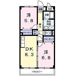 レカレクション 2DKの間取図画像