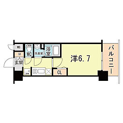 プレサンス塚本ミッドマーク 1Kの間取図画像