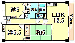 サンライズナイガイ塚口 3LDKの間取図画像