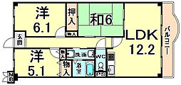 シュライン武庫川 2SLDKの間取図画像