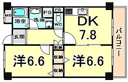 ピアントレ 2DKの間取図画像
