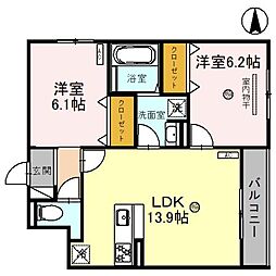 エテルノ塚口 2LDKの間取図画像