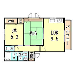カーサ水堂 2LDKの間取図画像
