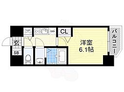 アクアプレイス天王寺2 1Kの間取図画像