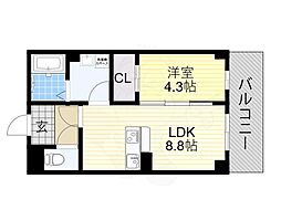 THE COLOR RESIDENCE 3階1LDKの間取り