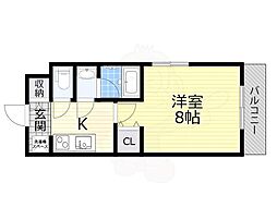 インプルーブ四天王寺 8階1Kの間取り