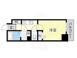 グランパシフィック阪南町 6階1Kの間取り