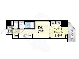 コンフォリア・リヴ天王寺寺田町ソルテラス 9階1DKの間取り