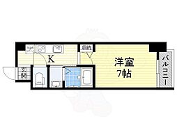 GrandPacific天王寺南 1Kの間取図画像