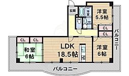 昭和グランドハイツ阿倍野 3LDKの間取図画像