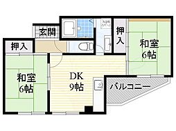 レジデンス・トーア 2DKの間取図画像