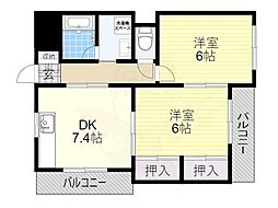 メゾングリーンマーベル 2LDKの間取図画像