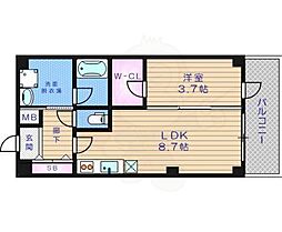 ハイフェンス山坂 1LDKの間取図画像
