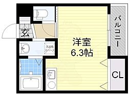天王寺北Rマンション ワンルームの間取図画像