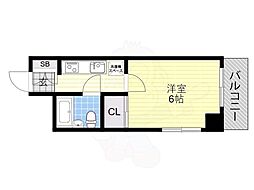 ライオンズマンション上六 ワンルームの間取図画像