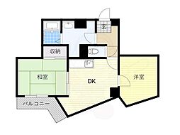 ノアーズアーク桃谷駅前 2DKの間取図画像