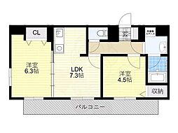 ダイアパレス清水谷 2LDKの間取図画像