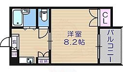 メロディーハイム美章園 1DKの間取図画像
