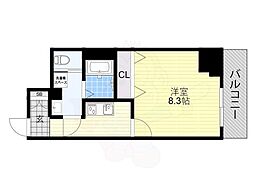 EXE天王寺2 1Kの間取図画像