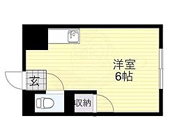 シャトー今中 ワンルームの間取図画像