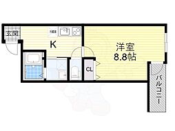 フジパレス今川公園東I番館 1Kの間取図画像