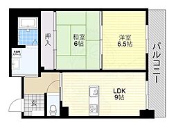 LACASA清水谷 2LDKの間取図画像