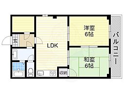 プレステル桑津 2SLDKの間取図画像
