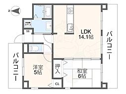 ルミネ阿倍野 2LDKの間取図画像