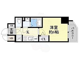 エスリード天王寺ブランシェ 1Kの間取図画像