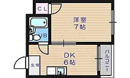 プレアール天王寺 1DKの間取図画像