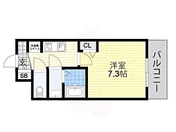 ララプレイス四天王寺前夕陽ヶ丘プルミエ 1Kの間取図画像
