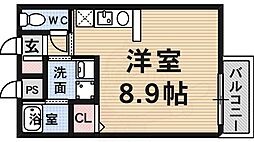 ラシーヌ天王寺 1Kの間取図画像
