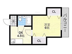 ニューライフ赤坂 1DKの間取図画像