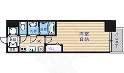 レジュールアッシュ天王寺堂ヶ芝 1Kの間取図画像