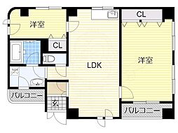 ノアーズアーク生魂神社前 2LDKの間取図画像
