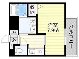 ラシーヌ天王寺 1Kの間取図画像