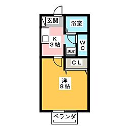 ジュジュ徳重B 1Kの間取図画像