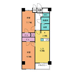 S-RESIDENCE神沢afford 2LDKの間取図画像