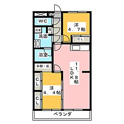 マンション遠山 2LDKの間取図画像
