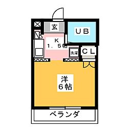 シーズンコート野並 3階1Kの間取り
