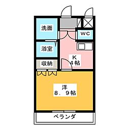 ラフィーネ 3階1Kの間取り