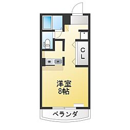 サンパティーク ワンルームの間取図画像