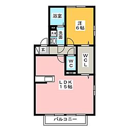 ファミーユ神ノ倉 1階1LDKの間取り