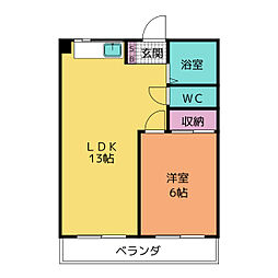 第一螺貝ビル 1階1LDKの間取り