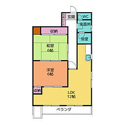 ラカーサ桃山 2LDKの間取図画像