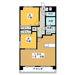 Da gart 3階2LDKの間取り