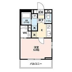 フルール野並 1Kの間取図画像