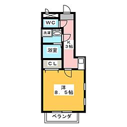 ヨーロピアンシャレー諸の木 1Kの間取図画像