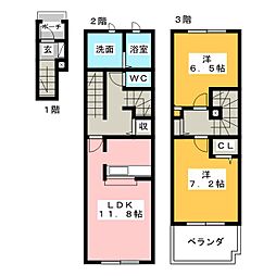 フィオーレ徳重 2LDKの間取図画像